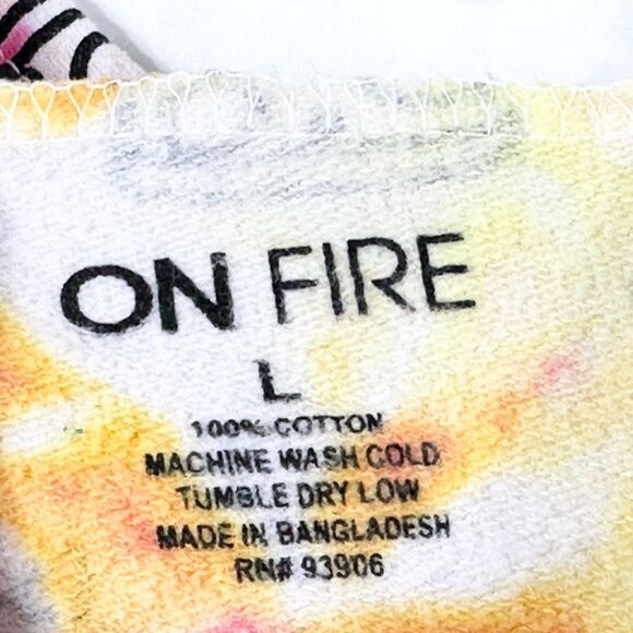 On Fire Large Hoodie Pizza Pizzazz Tie Dye All Over Print Yellow Red 1015 - Picture 12 of 12